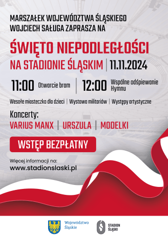 Plakat informacyjny o wojewódzkich obchodach Narodowego Święta Niepodległości